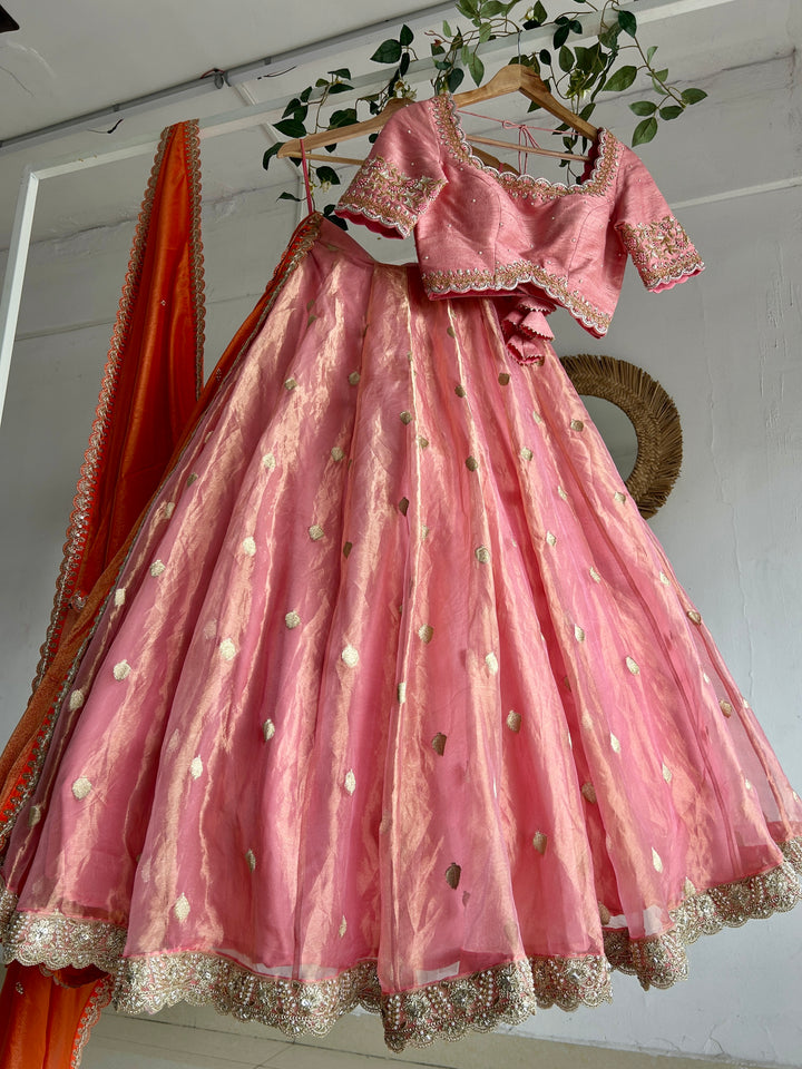 Pink Tissue Lehenga
