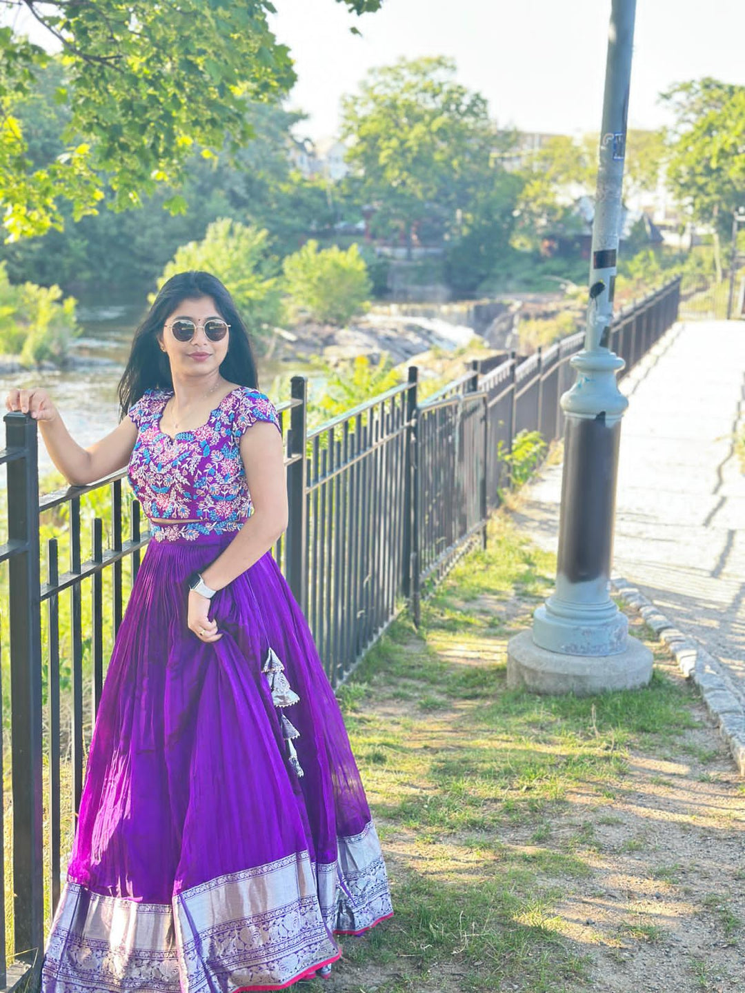 Purple Mangalgiri Silk Lehenga