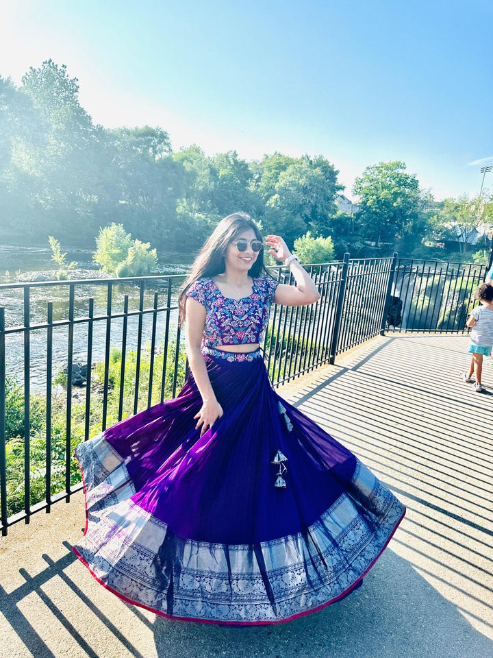 Purple Mangalgiri Silk Lehenga