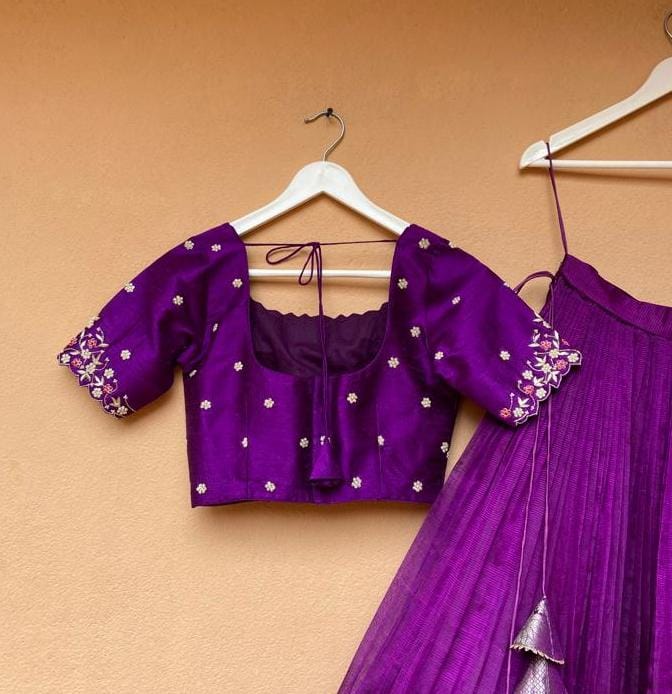 Purple Mangalgiri Silk Lehenga