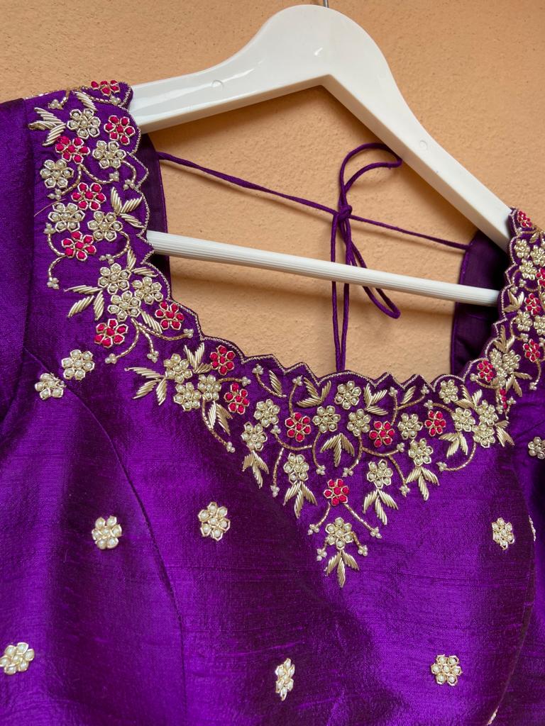 Purple Mangalgiri Silk Lehenga