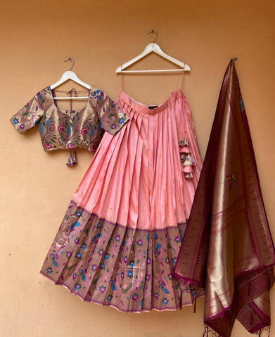 Pink Paithani Silk Lehenga