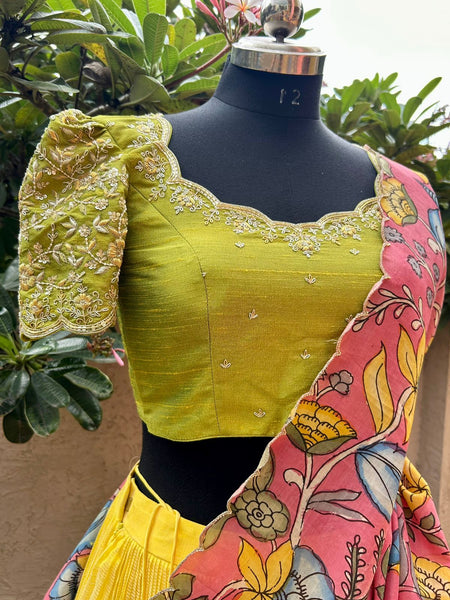 Yellow Mangalgiri Silk Lehenga: The Epitome of Elegance