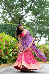 Pink Bandhani Lehenga