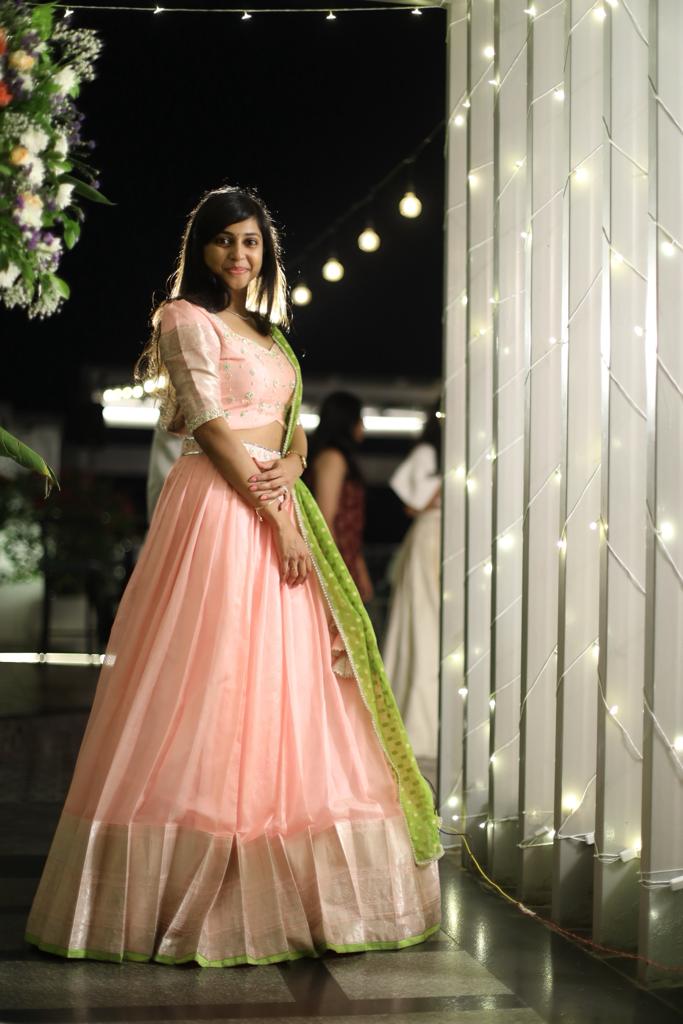 Mangalgiri Baby Pink Lehenga