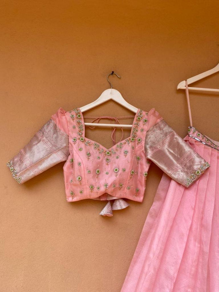 Mangalgiri Baby Pink Lehenga