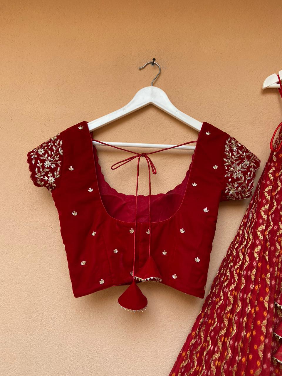 Red Bandhani Lehenga