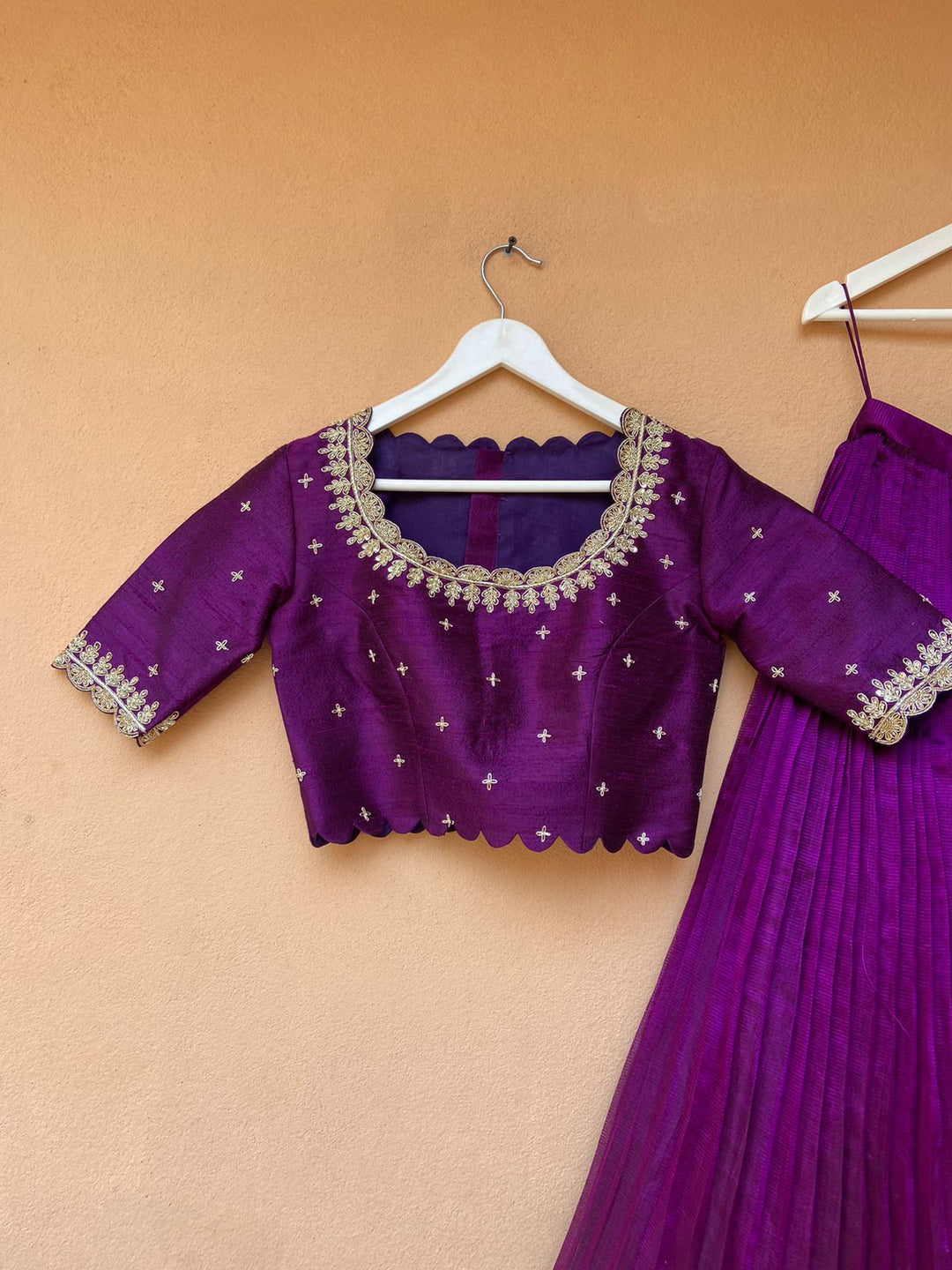 Purple Mangalgiri Silk Lehenga