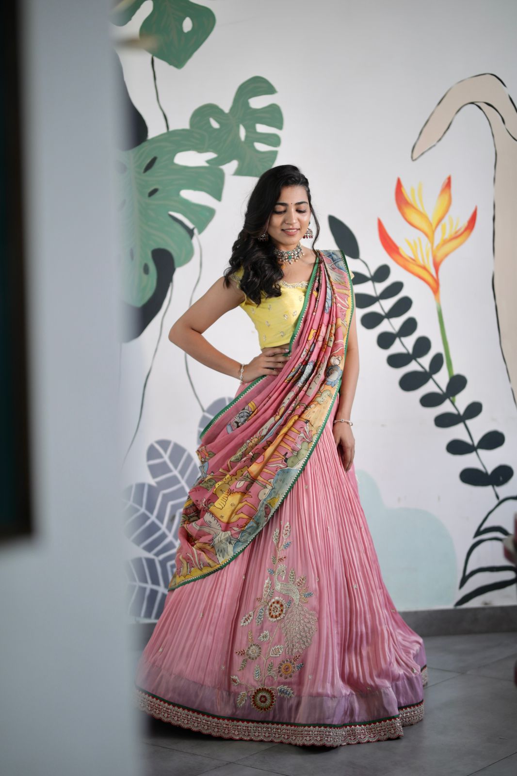 Yellow and Pink Lehenga at myriti