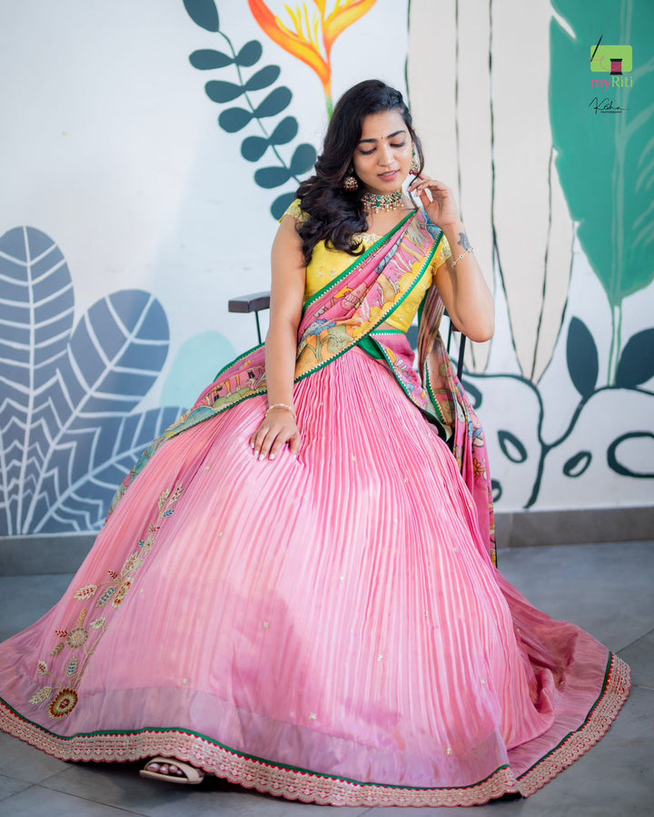 Yellow and Pink Lehenga at myriti