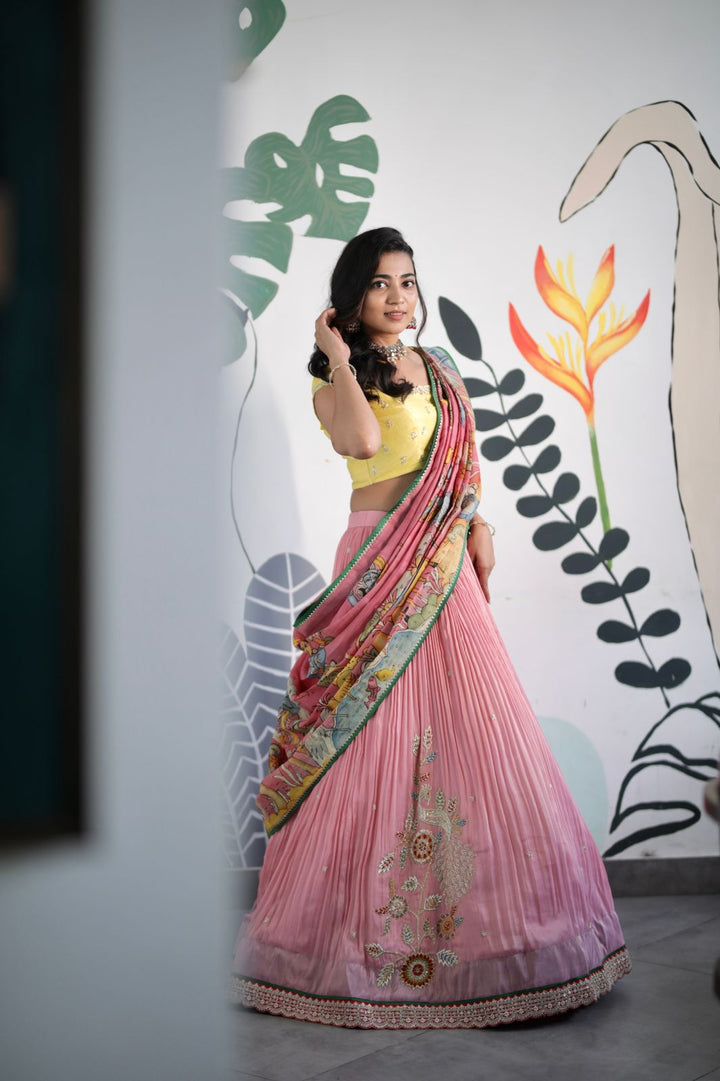 Yellow and Pink Lehenga at myriti