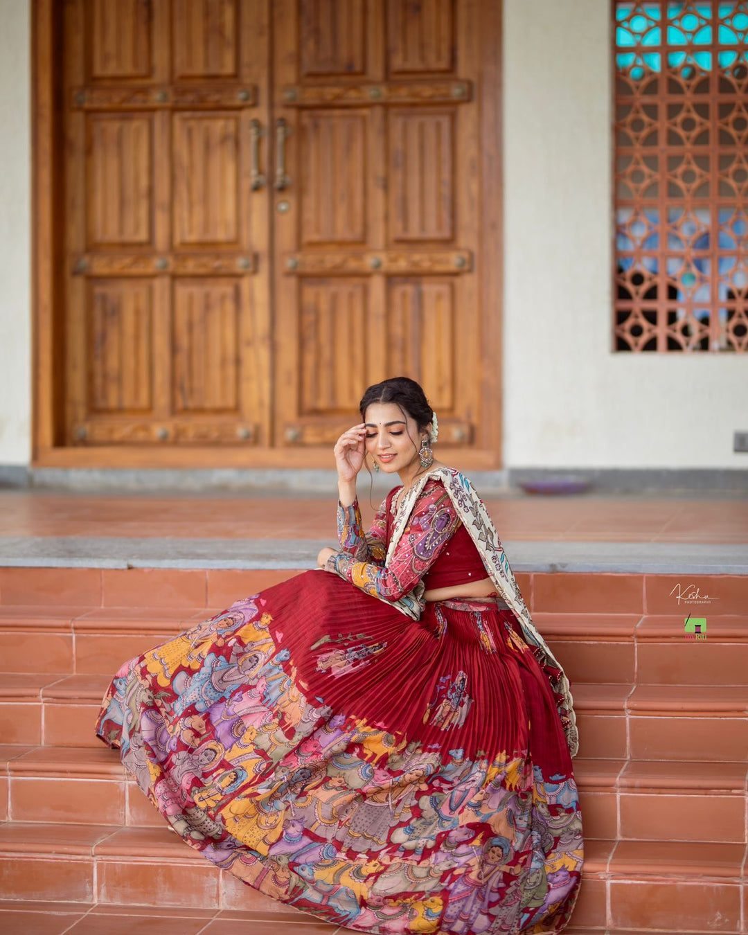 Maroon Kalamkari Lehenga