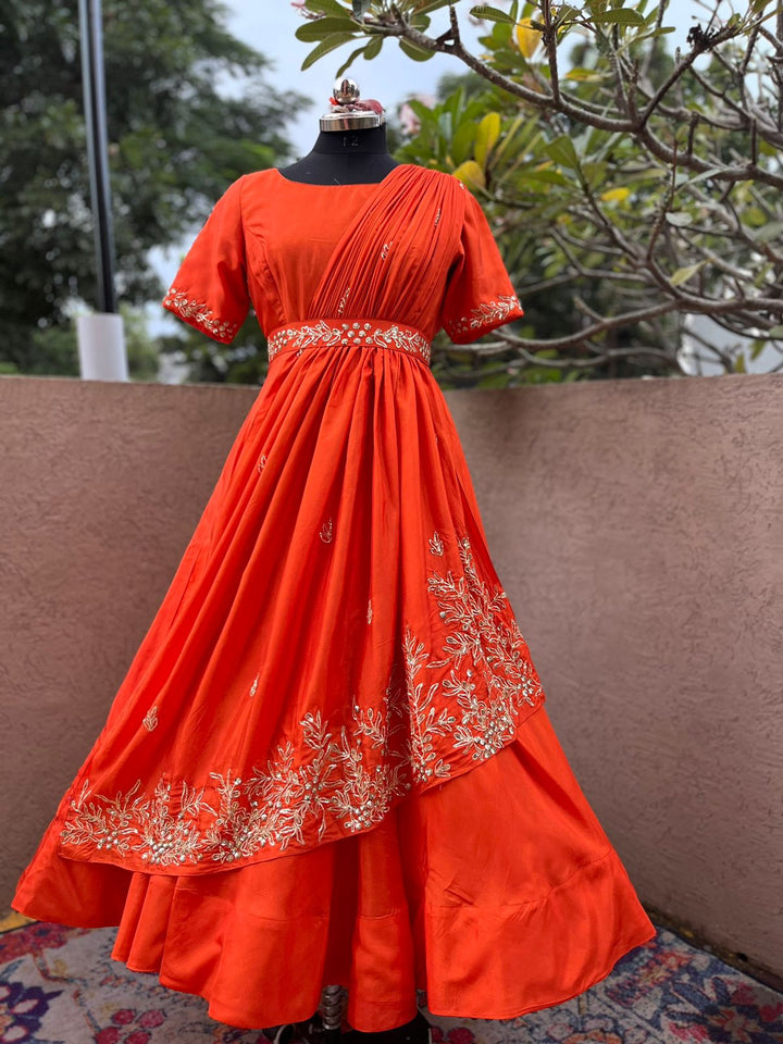 Orange Handwork Dress