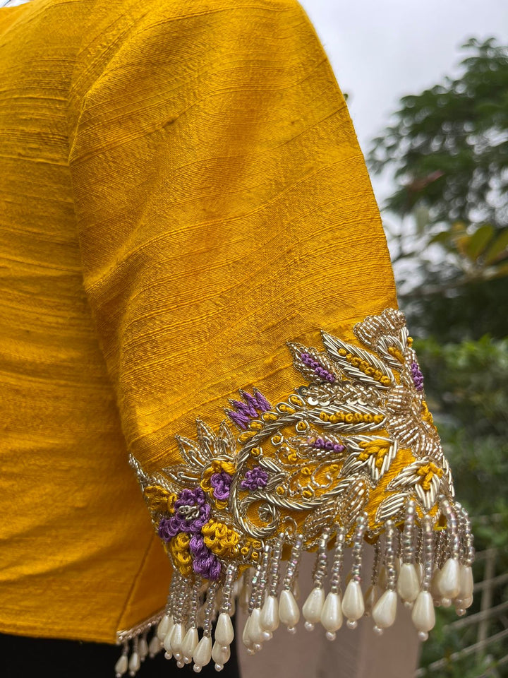 Yellow & Lavendar Bandhani Lehenga