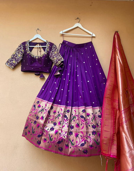 Purple Paithani Silk Lehenga