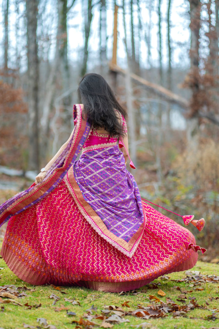 Pink Bandhani Lehenga