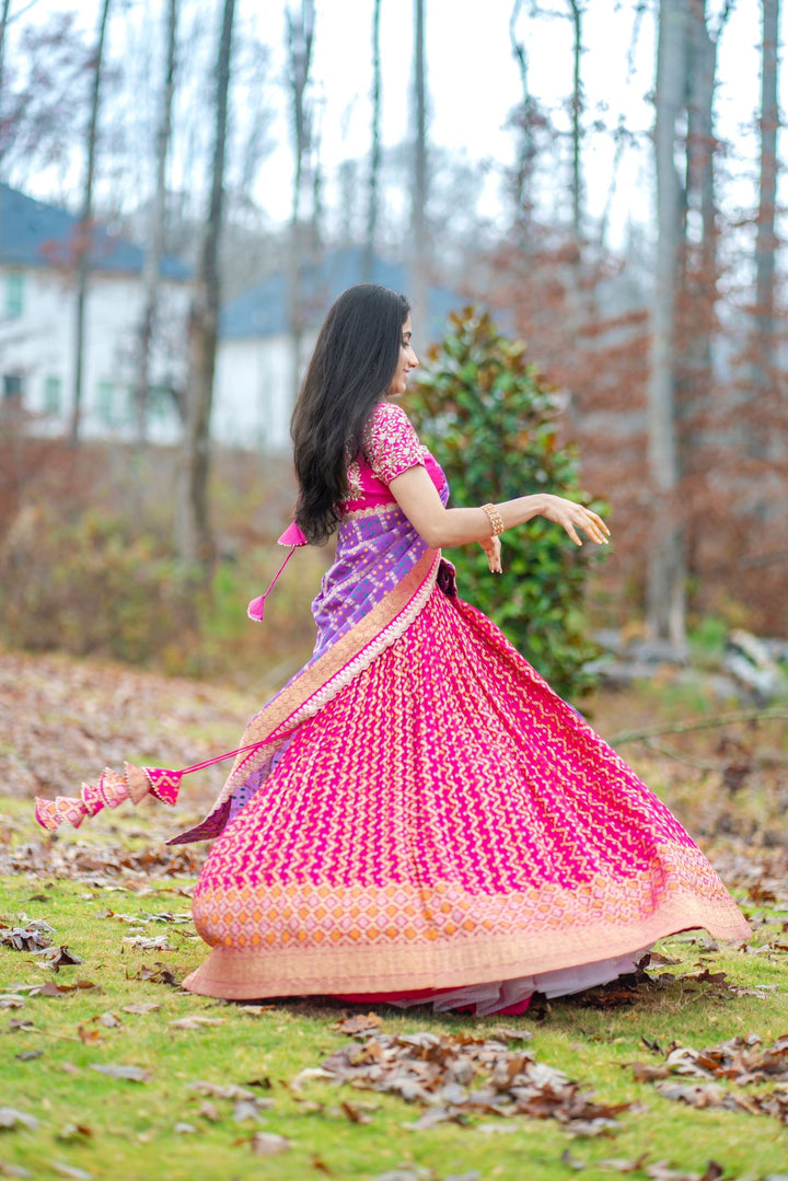 Pink Bandhani Lehenga