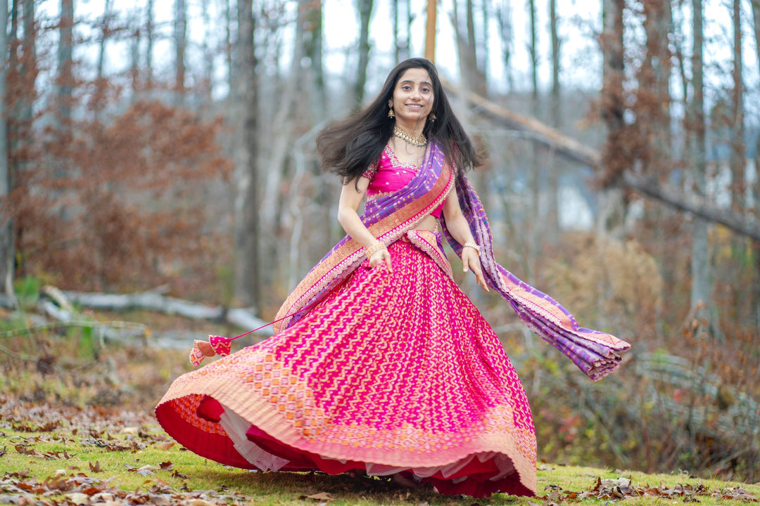 Pink Bandhani Lehenga