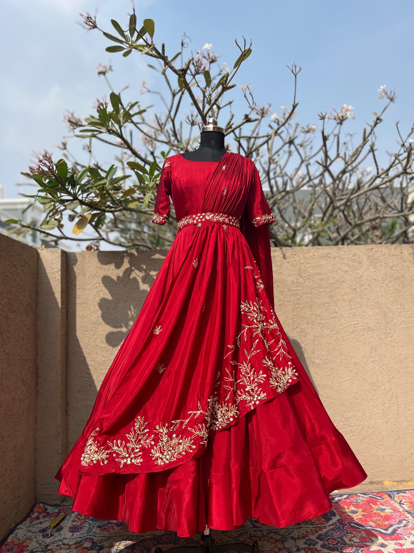 Dark Red Handwork Dress myRiti Dark Red Handwork Dress myRiti