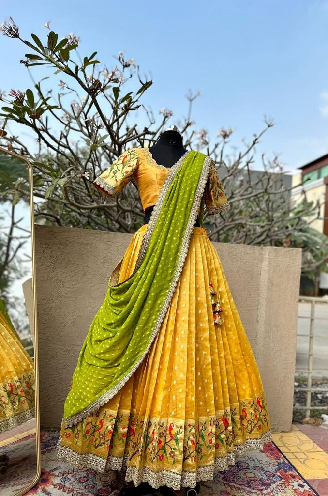 Yellow Pure Kota Silk Lehenga