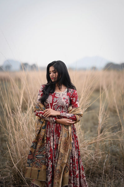 Pen Kalamkari Silk Dress