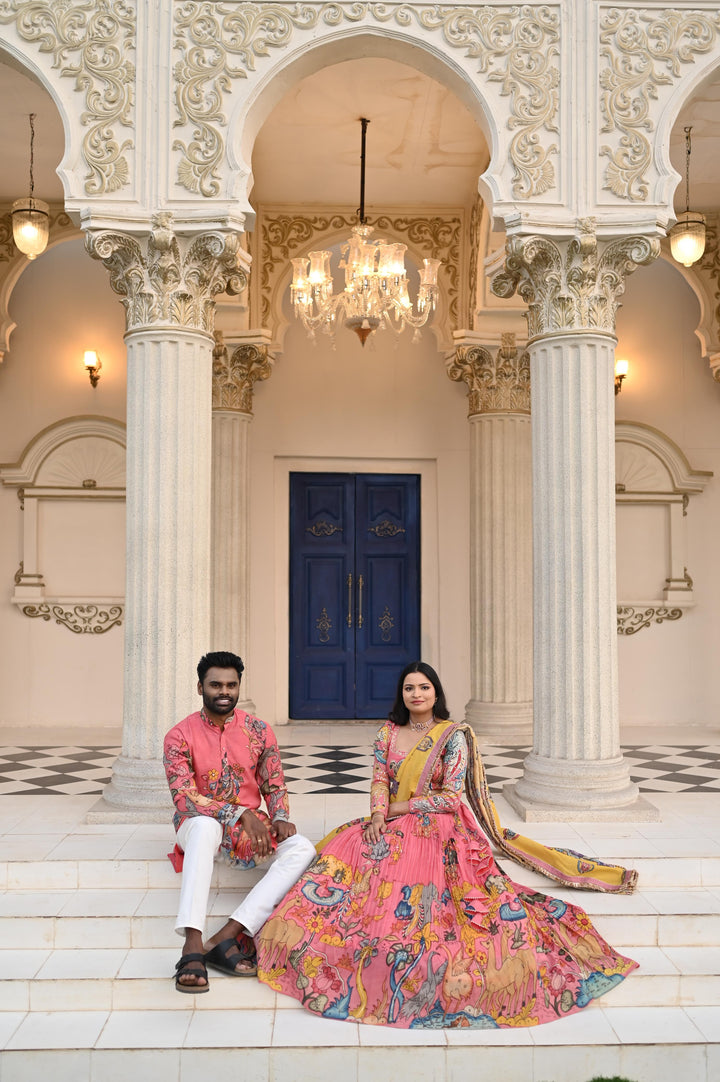 Couple Kalamkari Silk Lehenga