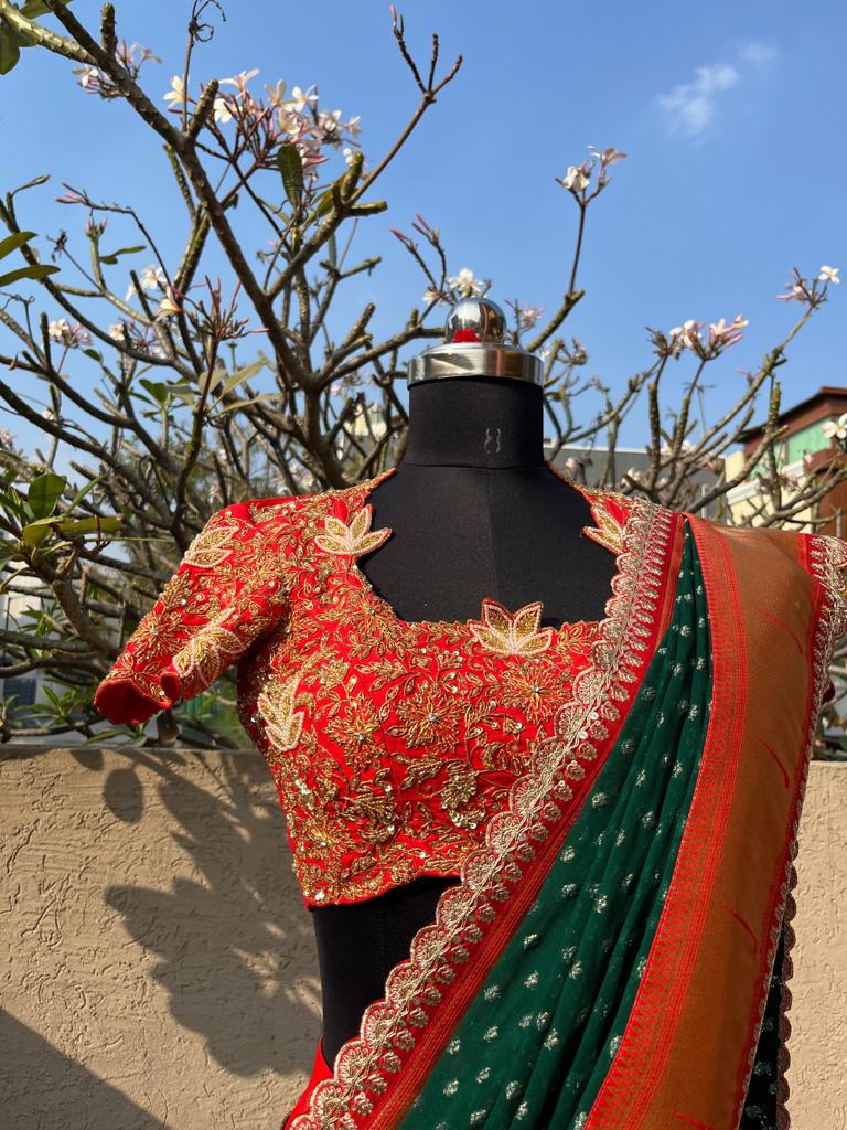 Bridal Red Paithani Silk Lehenga