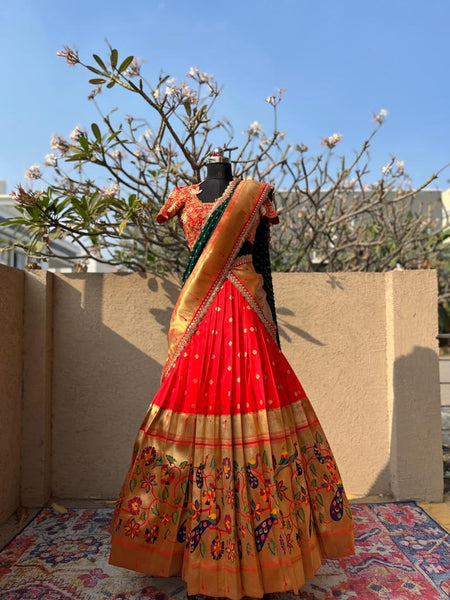Bridal Red Paithani Silk Lehenga