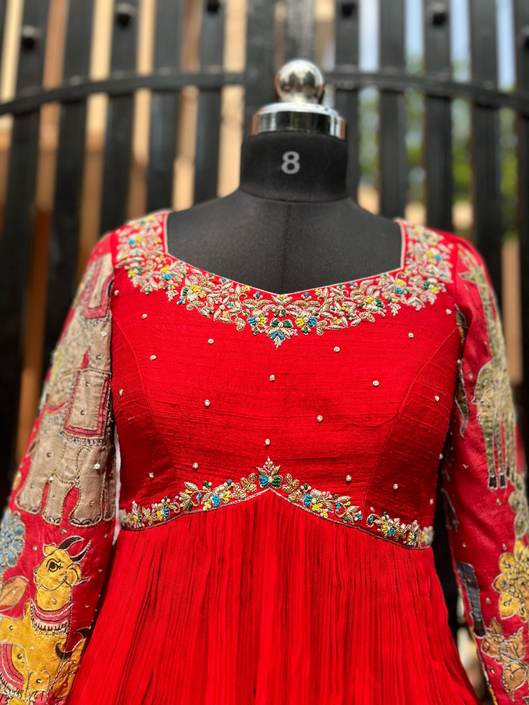 Red Kalamkari Lehenga