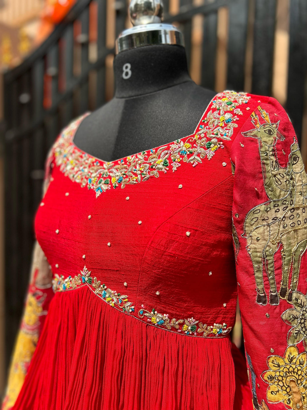 Red Kalamkari Lehenga