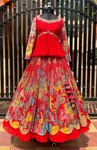 Beautiful Designer Kids Kalamkari Silk Lehenga Choli – Anant Tex Exports  Private Limited