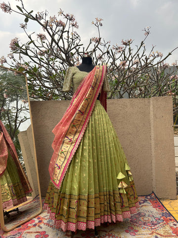 Elegant Pista Green Pure Kota Lehenga - Ideal Ethnic Wear for Women at MyRiti