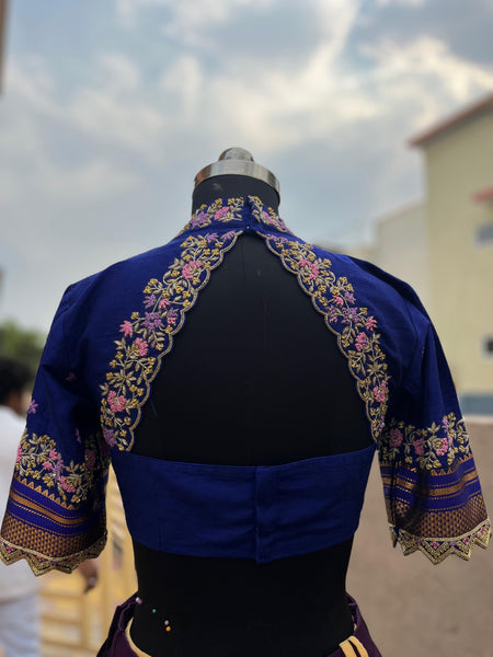 Stunning Blue & Purple Narayanpet Handloom Lehenga for Women - Shop Ethnic Wear at MyRiti