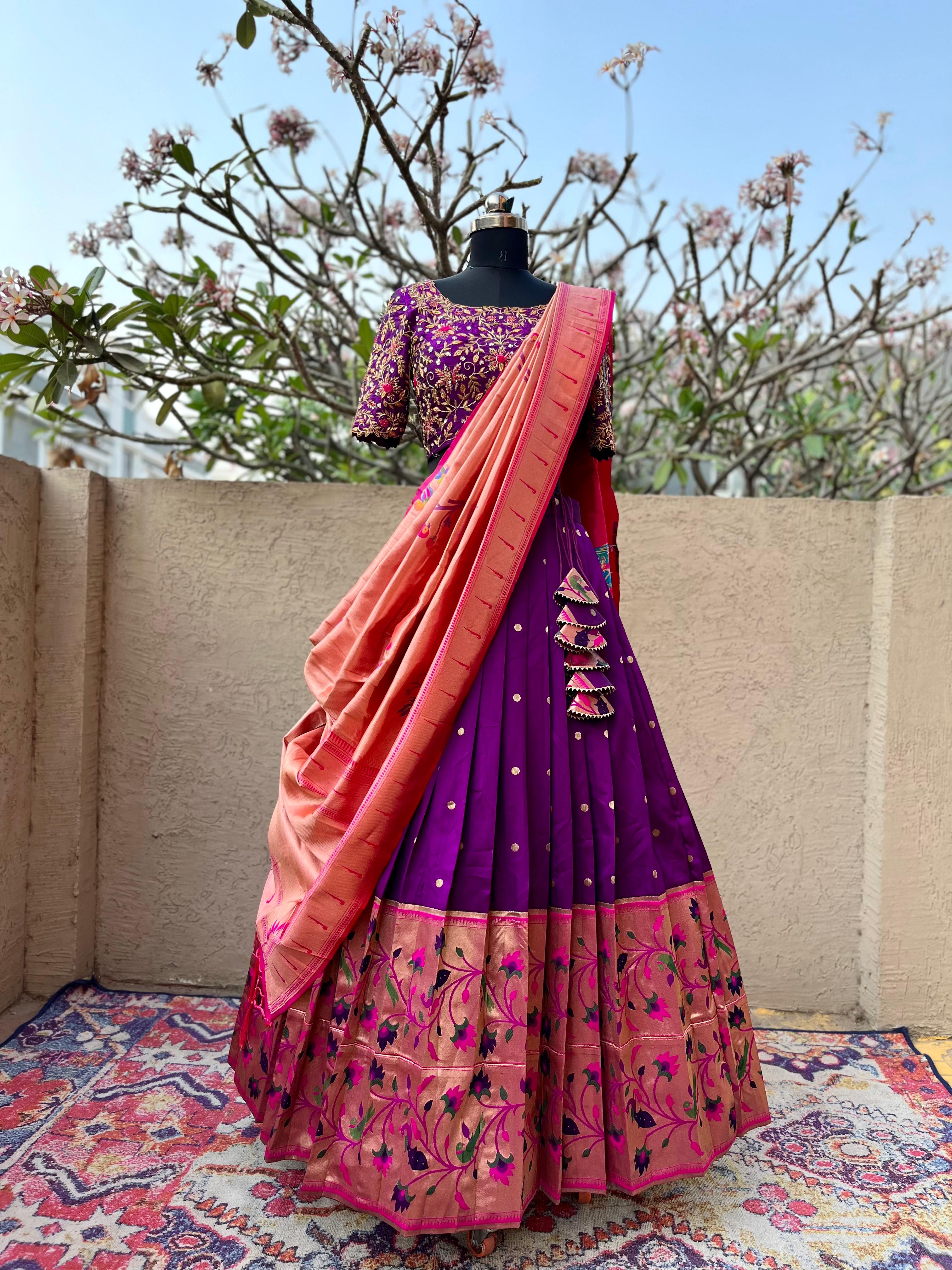 Purple Paithani Silk Lehenga myRiti