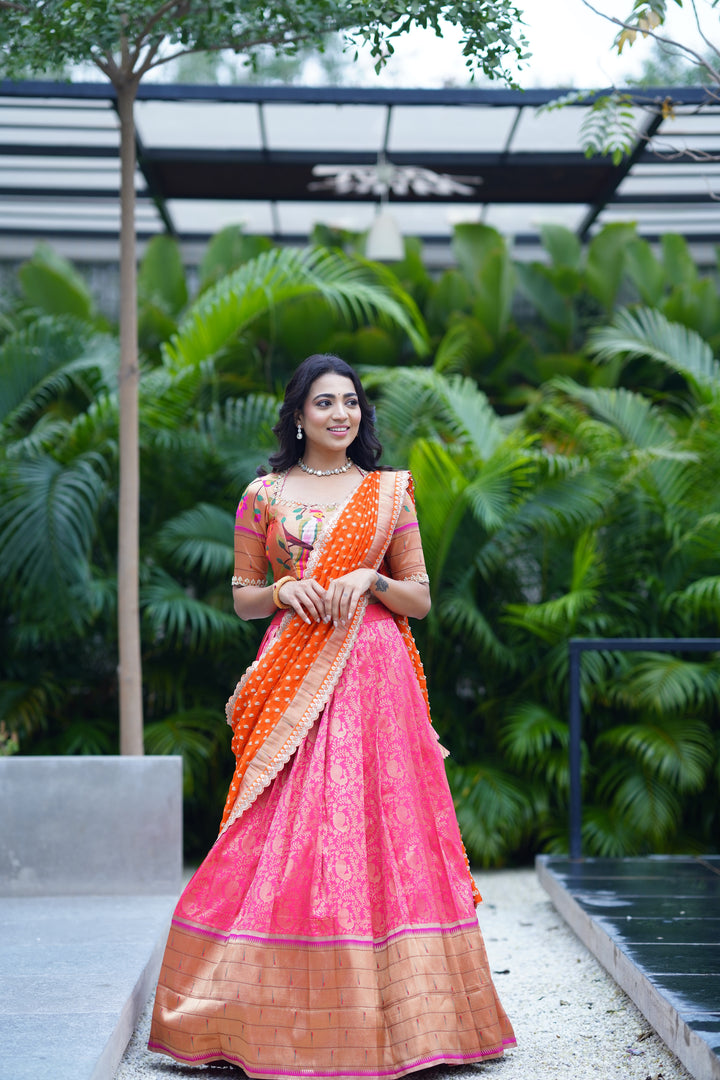 Pink Silk Lehenga