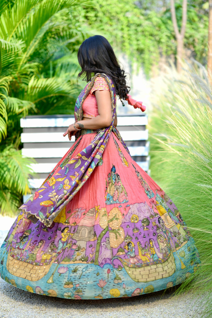 Pink Kalamkari Lehenga