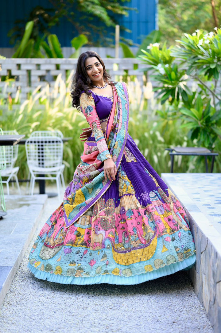 Purple Kalamkari Lehenga