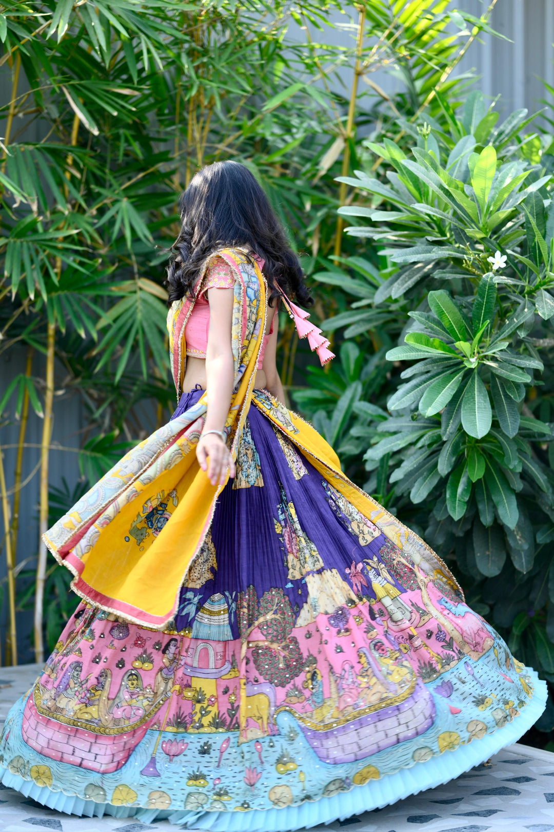 Purple Kalamkari Lehenga