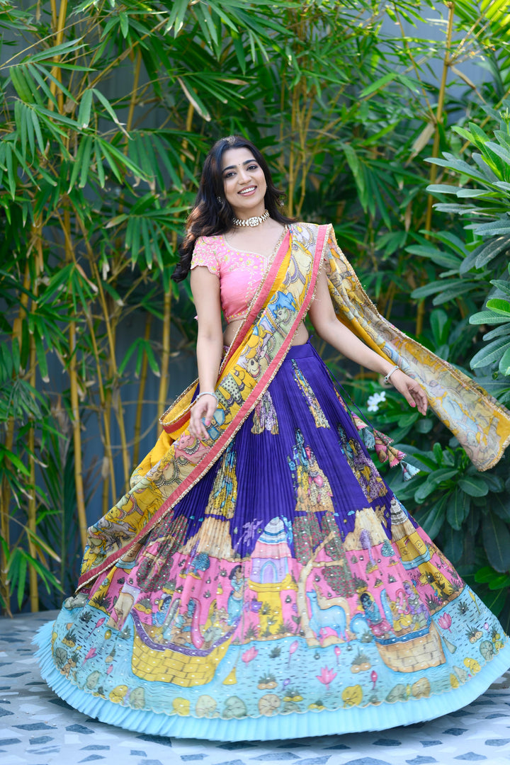 Purple Kalamkari Lehenga