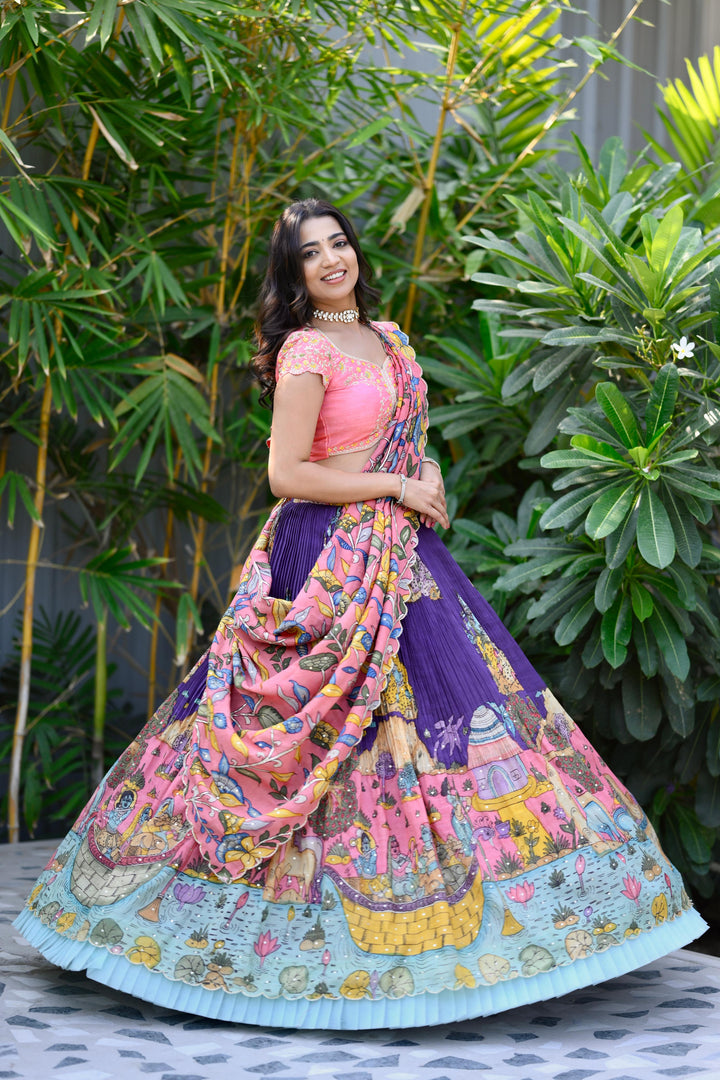 Purple Kalamkari Lehenga