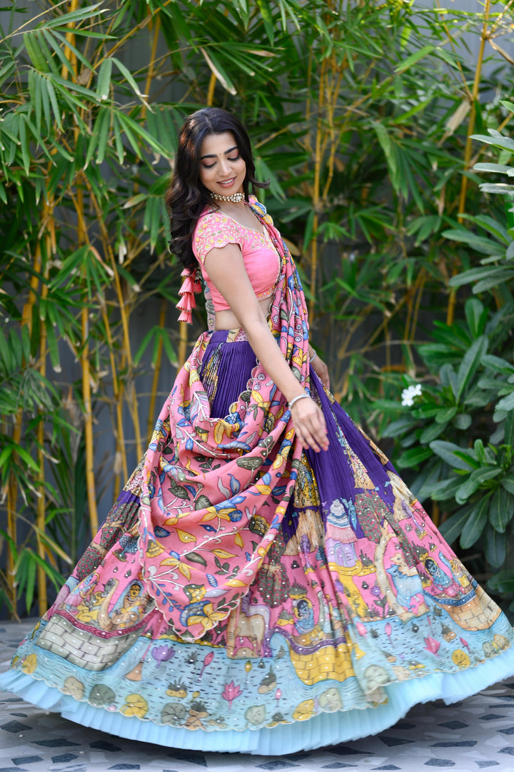 Purple Kalamkari Lehenga