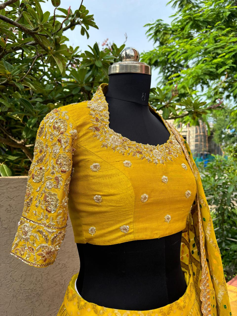 Yellow Bandhani Lehenga