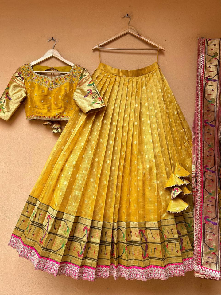 Yellow Pure Kota Silk Lehenga