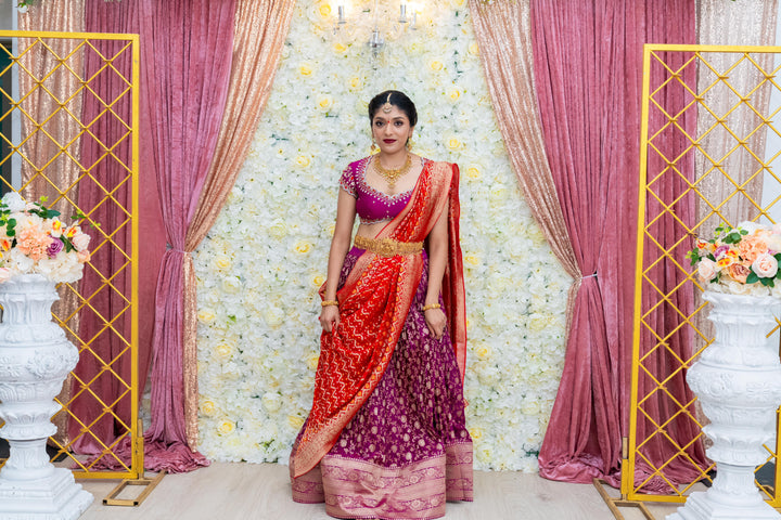 Wine Banaras Silk Lehenga