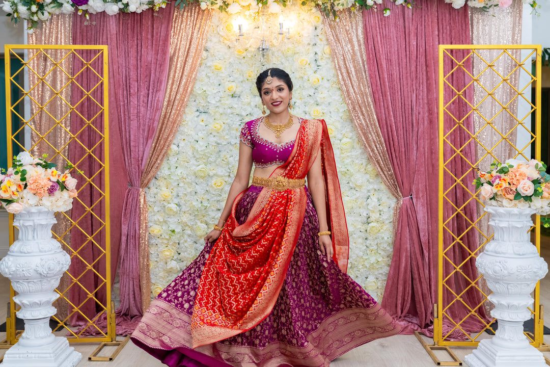 Wine Banaras Silk Lehenga