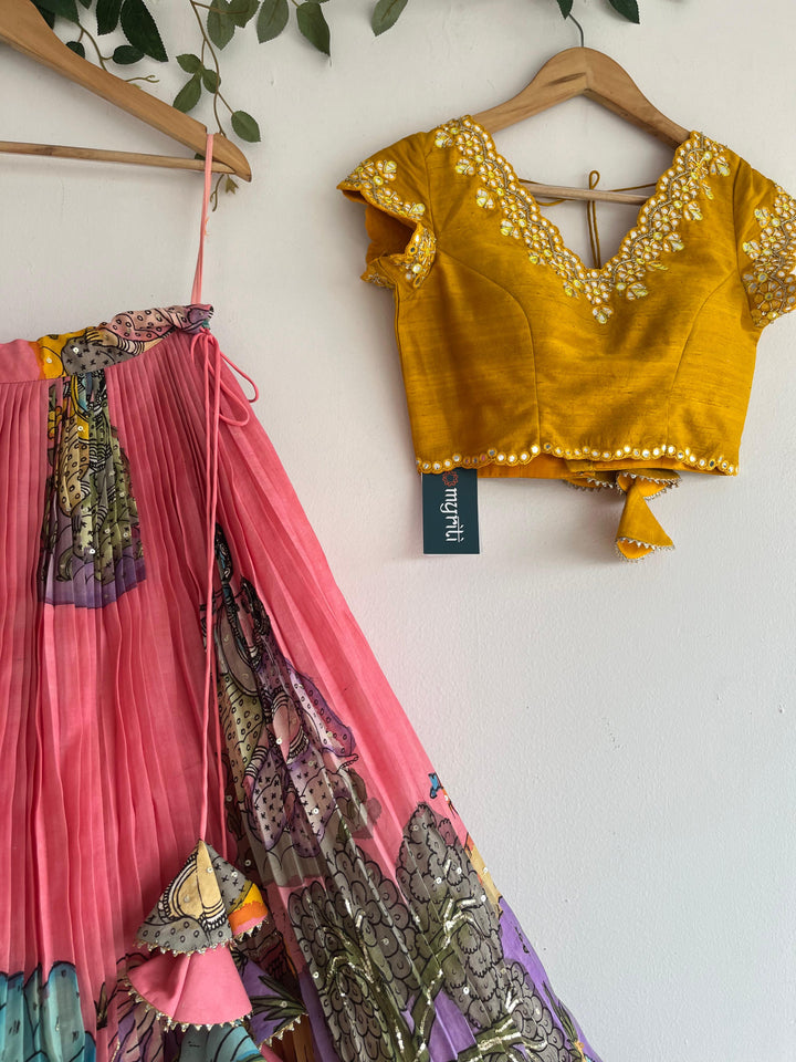 Pink Pen Kalamkari Lehenga