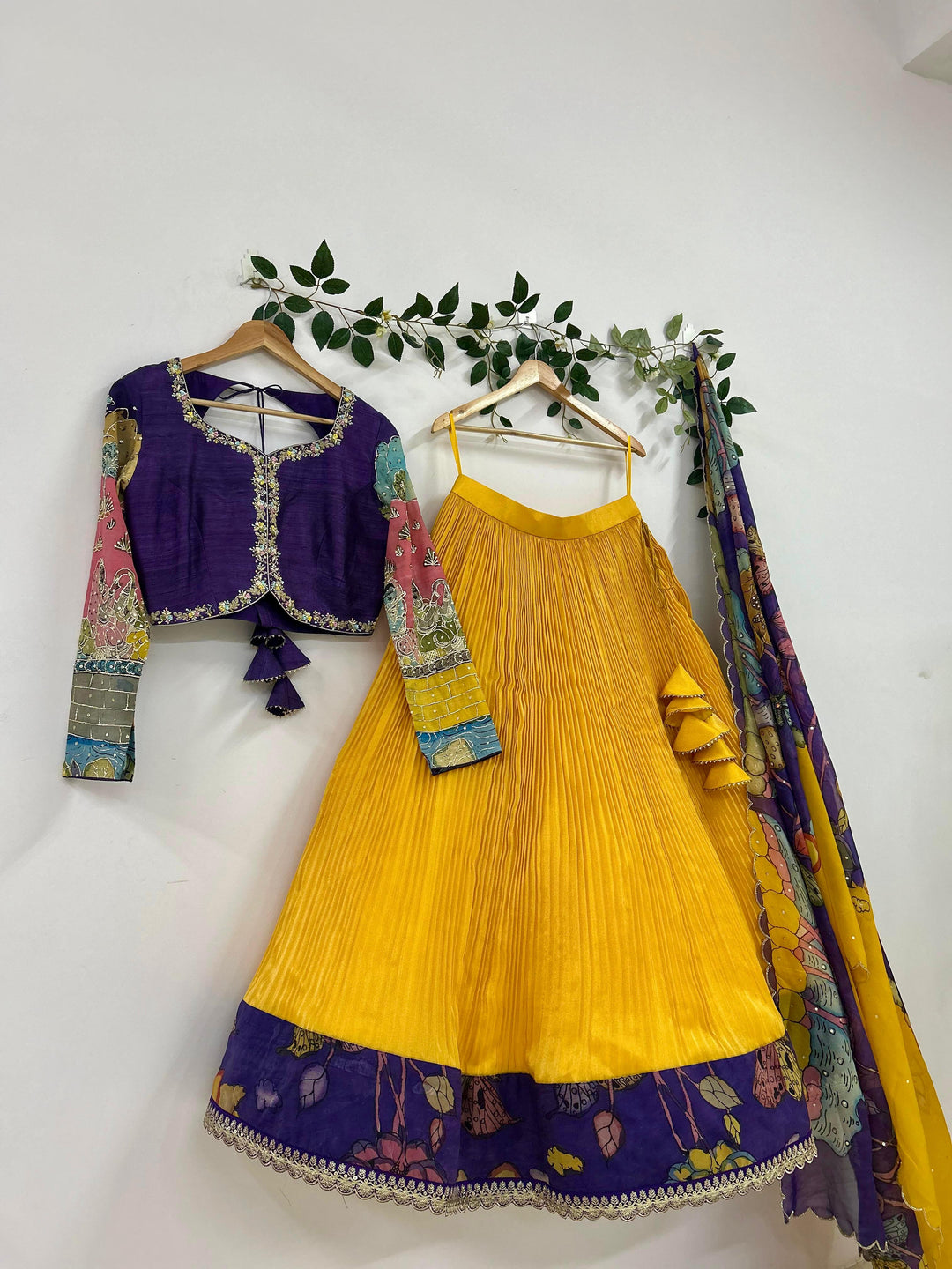 Yellow Natural Crape Silk Lehenga