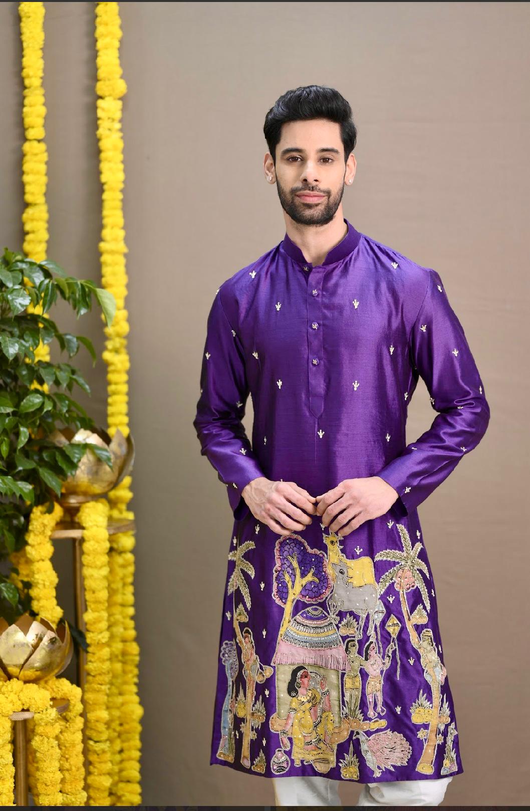 Purple Pen Kalamkari Kurta