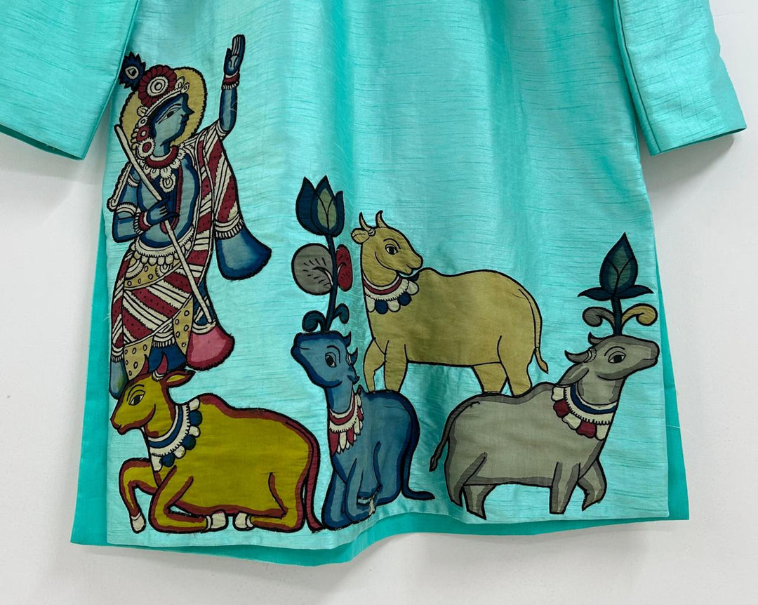 Sky Blue Pen Kalamkari Kurta