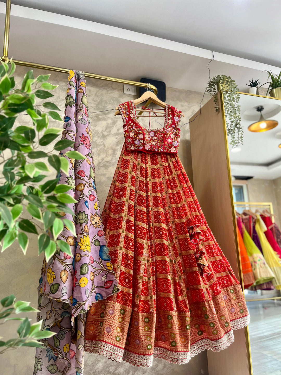 Red Bandani Lehenga